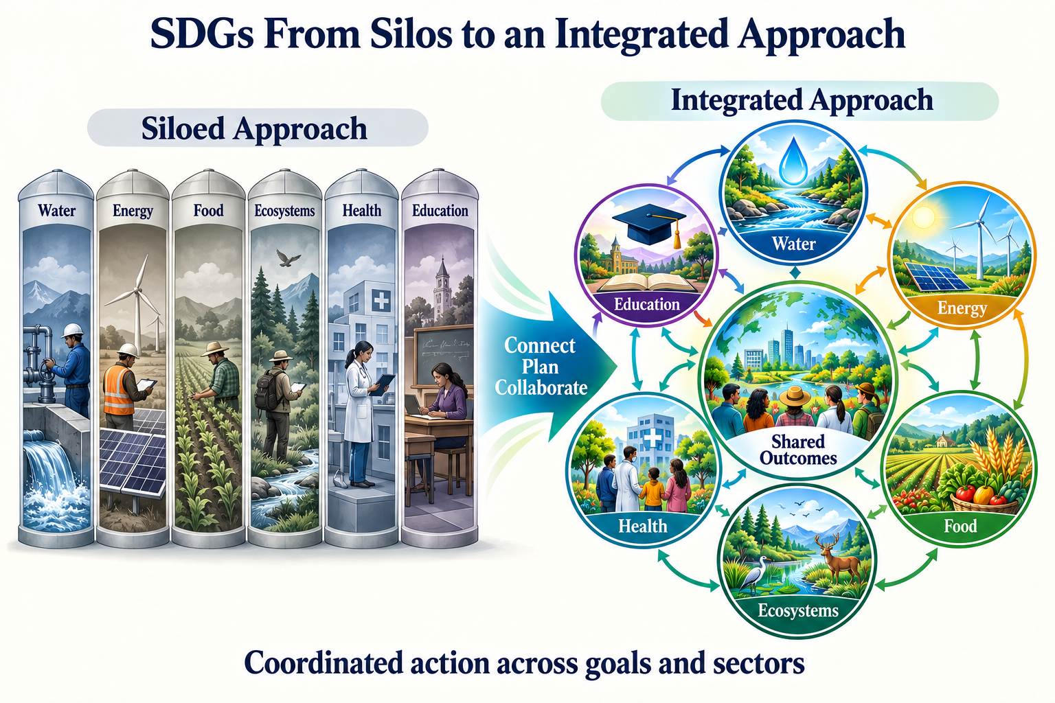 اهداف التنمية المستدامة: الانتقال من العمل المنعزل الى المنهج التكاملي - Sustainable Development Goals: Moving from Siloed Action to an Integrated Approach